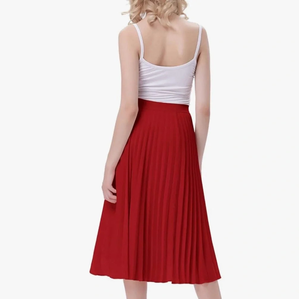 Kate Kasin High Waist Pleated A-line Swing cocktail party Midi Skirt XS - Picture 2 of 9